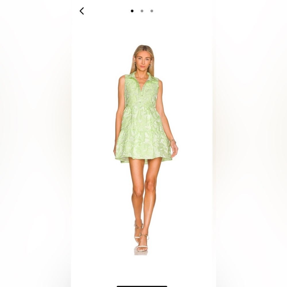 Amanda Uprichard Light Green Collared Sleeveless Mini Dress